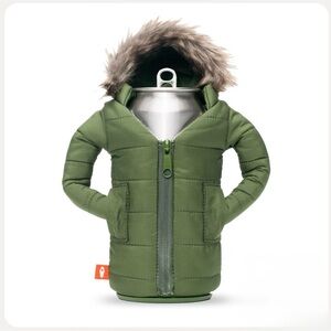 PUFFIN DRINKWEAR, THE PAHKA, Cozy Can Cooler,  Beverage Jacket, Olive Green, NWT
